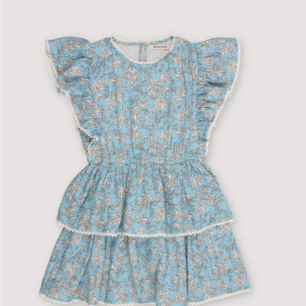 Girl Multicolored Flutter Sleeve Casual Sundress